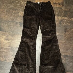 Women's Flared Courdoroy Pants - Brown
